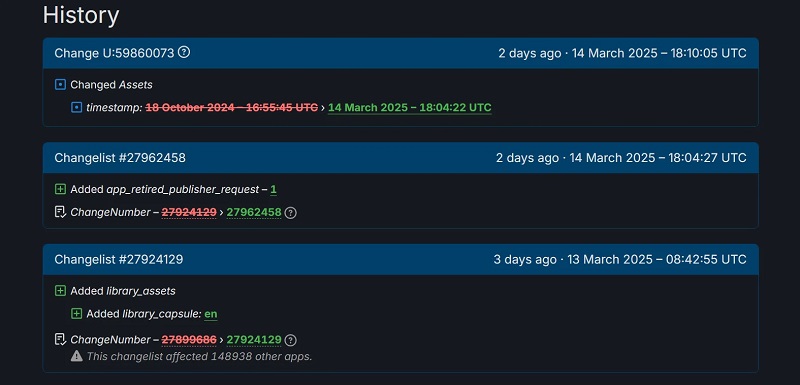 Screenshot dalla pagina SteamDB