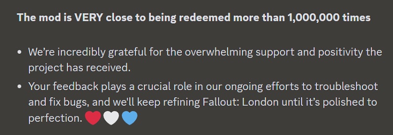 Fallout: London news - gli sviluppatori hanno rilasciato la patch più grande e il numero di download di mod si avvicina a 1 milione-2 Fallout: London news - gli sviluppatori hanno rilasciato la patch più grande e il numero di download di mod si avvicina a 1 milione-2