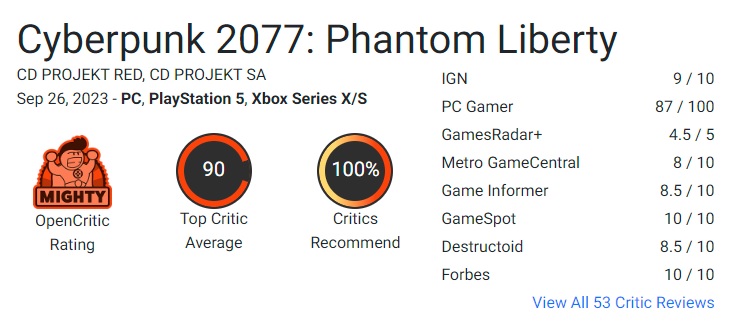 La critica è entusiasta di Cyberpunk 2077: Phantom Liberty! Le prime recensioni dei giornalisti parlano dell'altissima qualità dell'espansione e della sua emozionante trama.-2