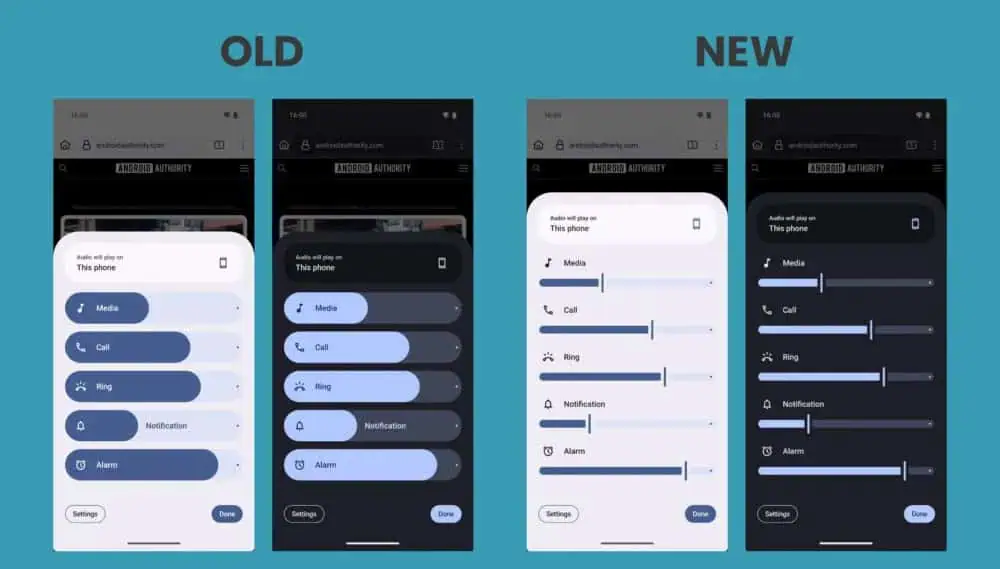Il nuovo cursore del volume minimalista di Android 16