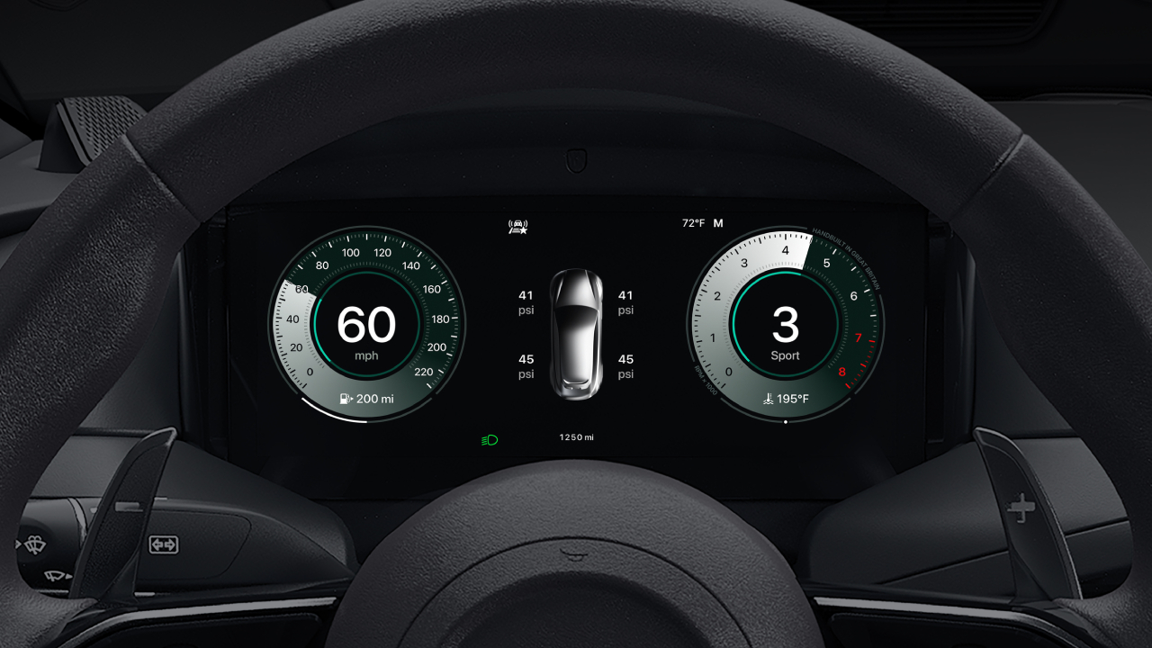 Cruscotto CarPlay Ultra con indicatore TPMS