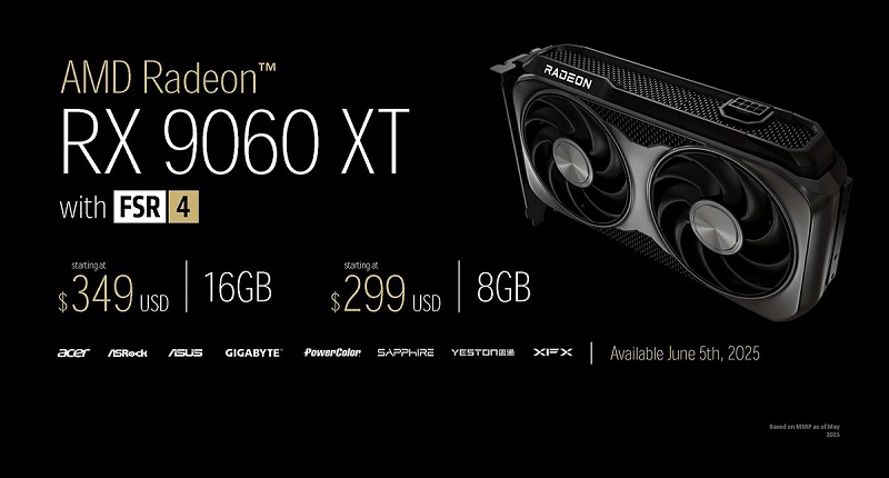 Rendering della scheda grafica Radeon RX 9060 XT con 16 GB di memoria Rendering della scheda grafica Radeon RX 9060 XT con 16 GB di memoria