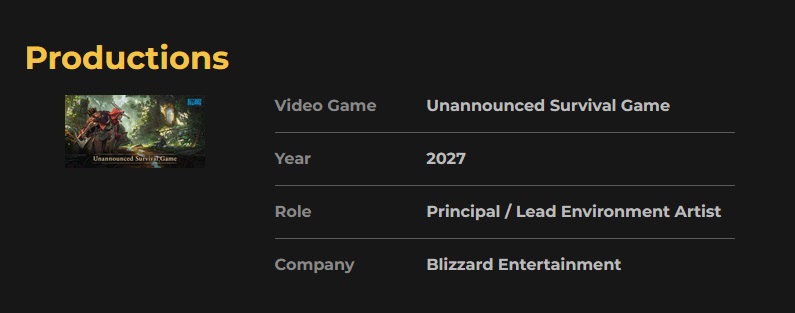 L'artista Blizzard ha vuotato il sacco? È stata resa nota la data di uscita prevista per il simulatore di sopravvivenza fantasy dell'azienda americana.-2 L'artista Blizzard ha vuotato il sacco? È stata resa nota la data di uscita prevista per il simulatore di sopravvivenza fantasy dell'azienda americana.-2