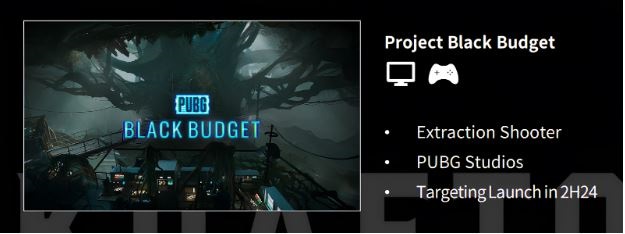 Nel 2024, l'editore Krafton pubblicherà Project Black Budget, uno sparatutto ambientato nell'universo di PUBG. Sono previste altre importanti uscite, tra cui un nuovo capitolo di Subnautica.-2