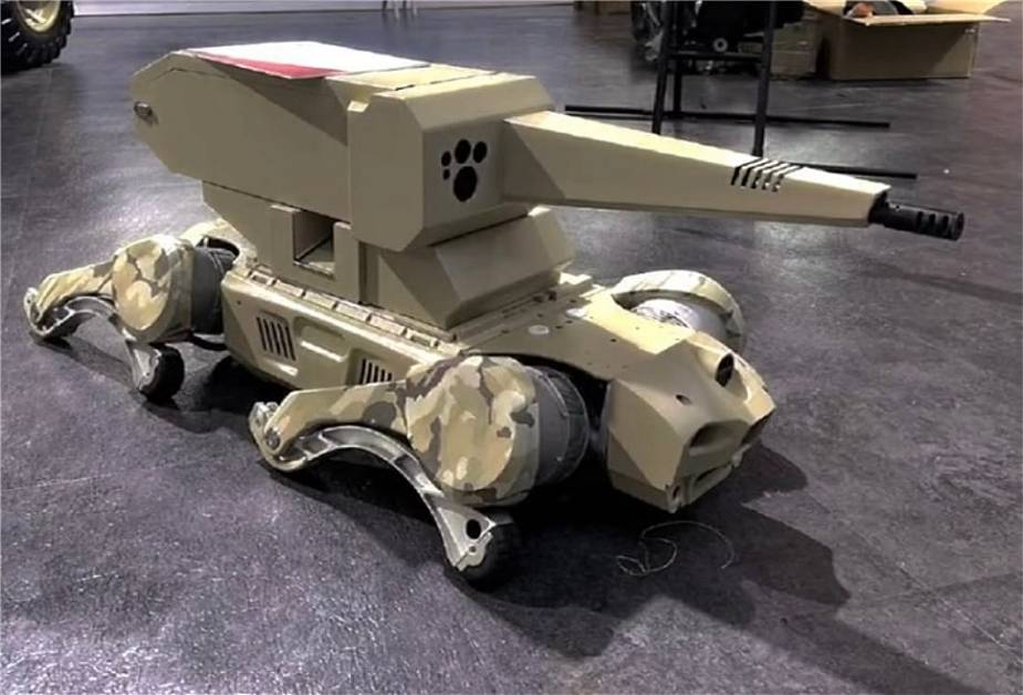 La Cina ha presentato un cane-robot da combattimento con cannone automatico La Cina ha presentato un cane-robot da combattimento con cannone automatico