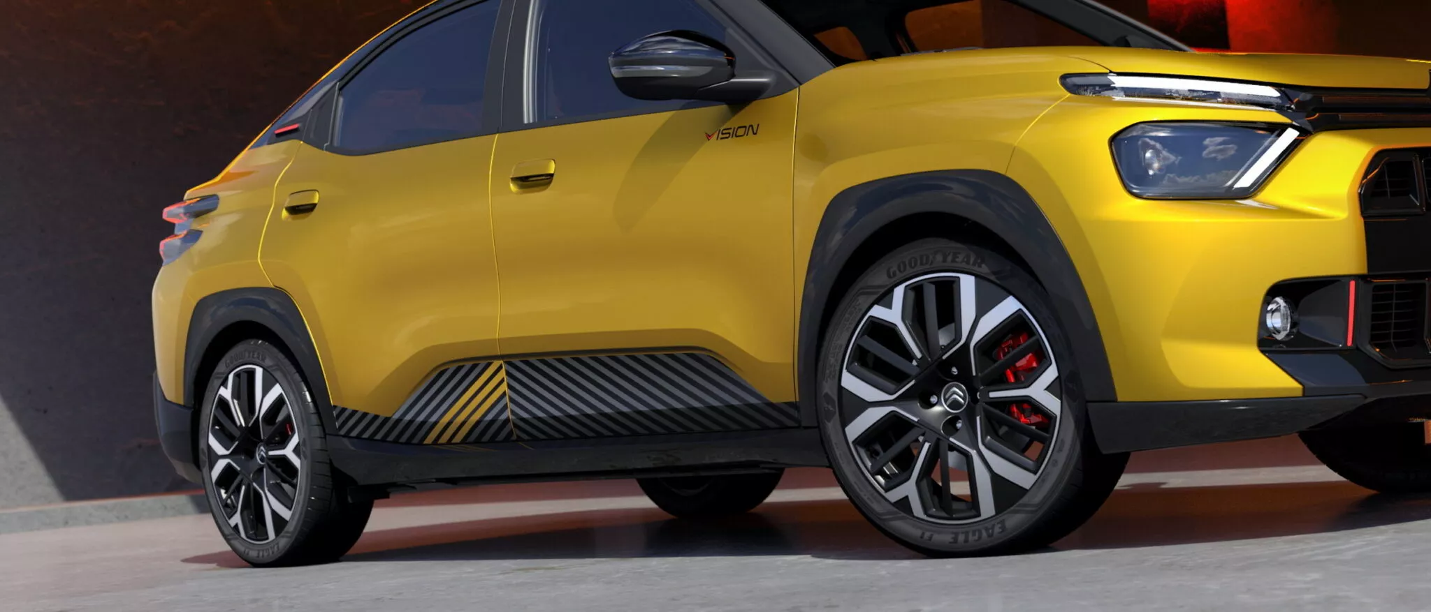 Vista laterale del Citroën Basalt Vision al Salone dell'Auto di San Paolo