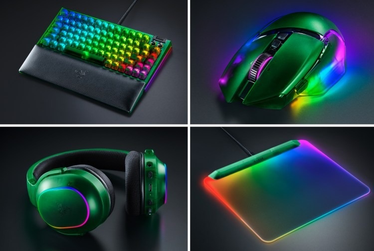 Custodia verde traslucida degli accessori per gamer della Phantom Collection di Razer