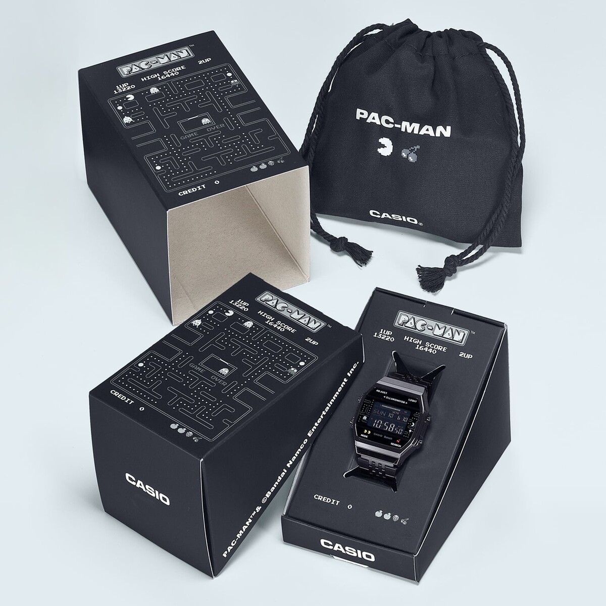 Orologio Casio ABL-100WEPC-1B con i personaggi di Pac-Man