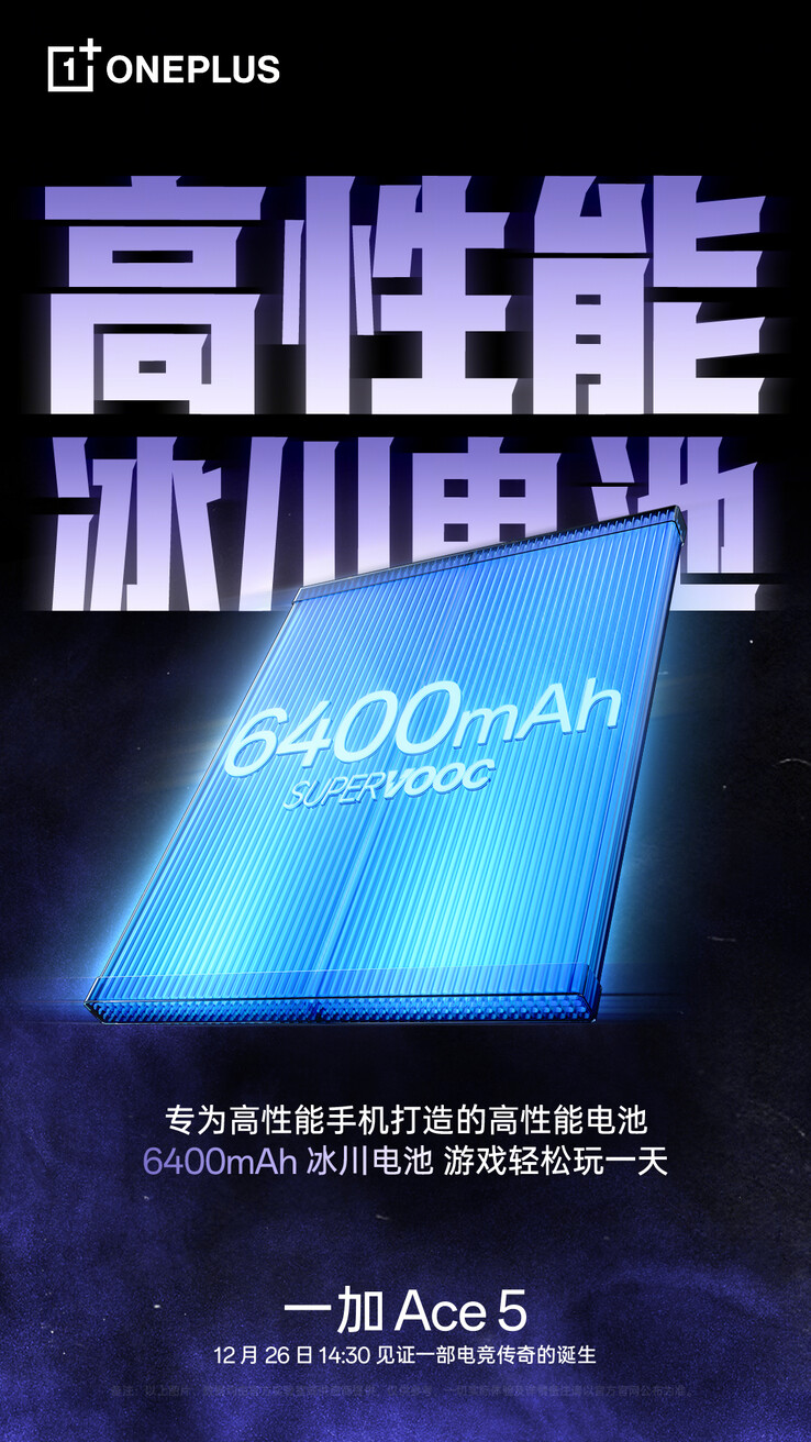 Teaser della batteria di OnePlus Ace 5