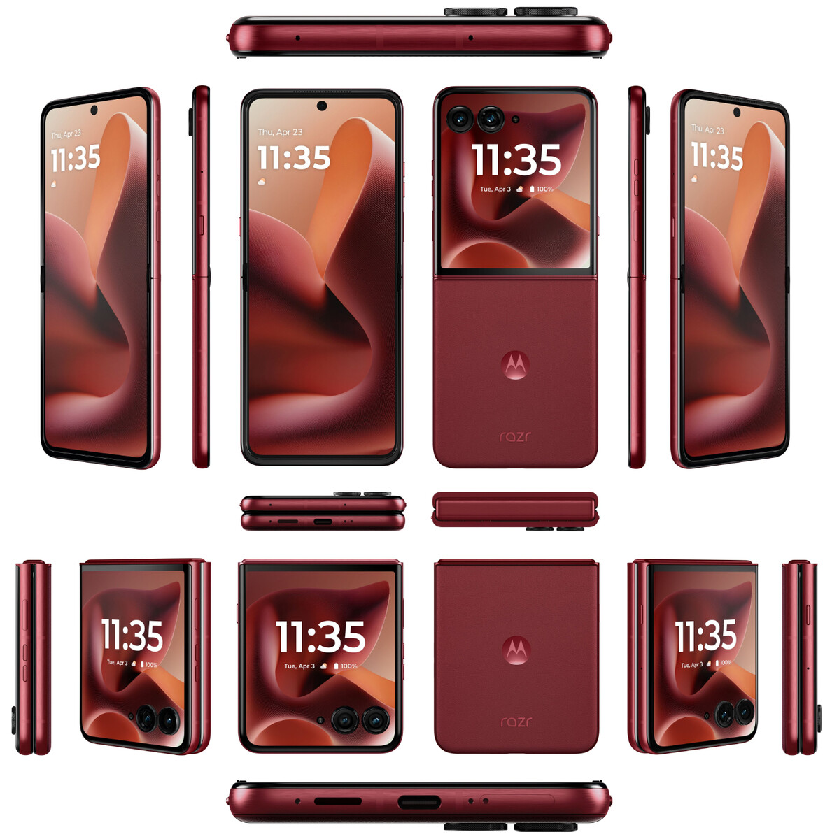 Motorola Razr 60 Ultra in colore rosso Rio sul lato