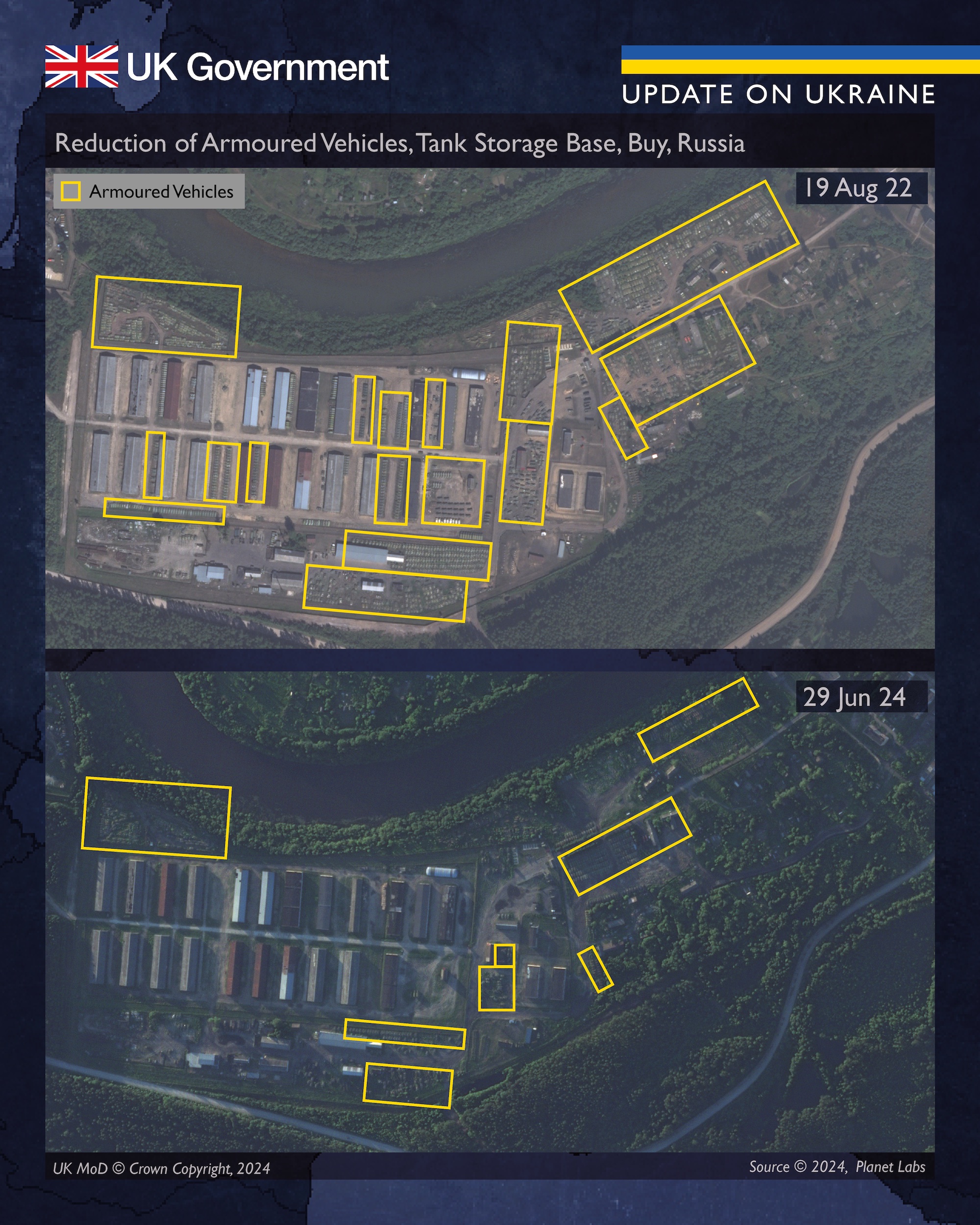 Magazzini vuoti con attrezzature militari in Russia