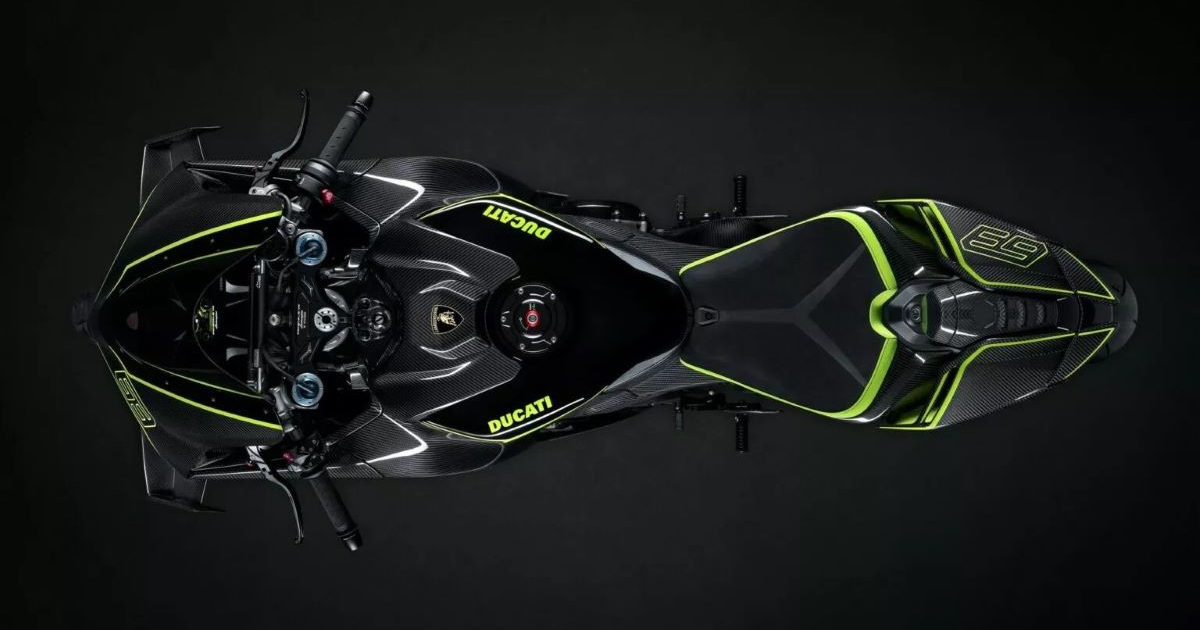 Motocicletta sportiva Ducati Panigale V4 Lamborghini con elementi di design unici Motocicletta sportiva Ducati Panigale V4 Lamborghini con elementi di design unici