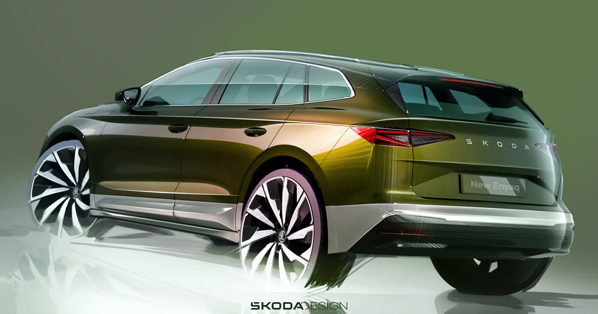 Schizzo di design della Škoda Enyaq aggiornata Schizzo di design della Škoda Enyaq aggiornata