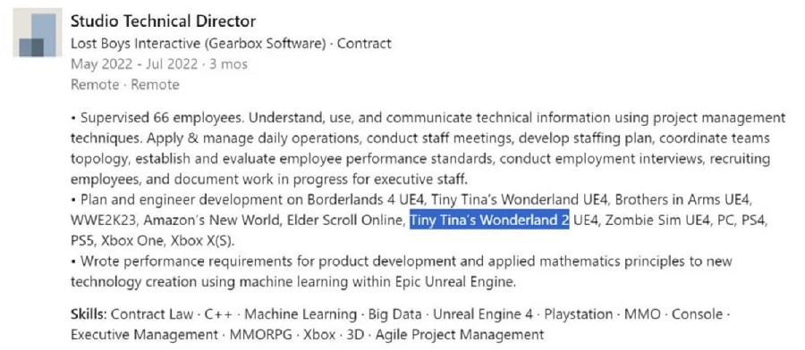 Uno degli sviluppatori di Tiny Tina's Wonderlands ha confermato che Gearbox sta lavorando a Borderlands 4 e Tiny Tina's Wonderlands 2-2 Uno degli sviluppatori di Tiny Tina's Wonderlands ha confermato che Gearbox sta lavorando a Borderlands 4 e Tiny Tina's Wonderlands 2-2
