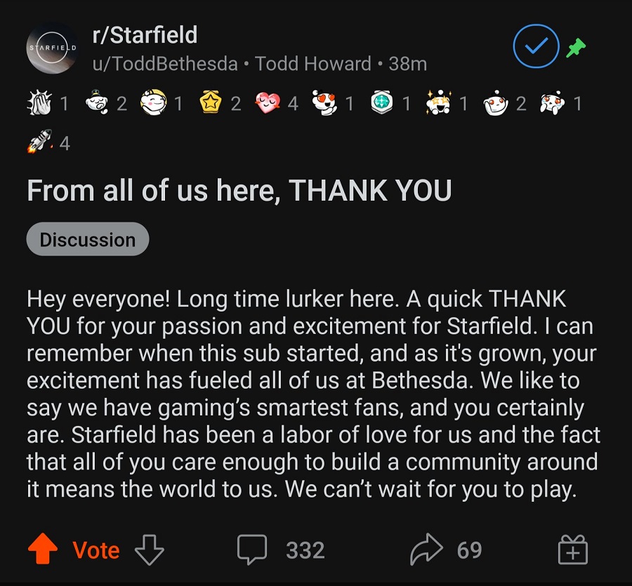 I fan dei giochi Bethesda sono "i giocatori più intelligenti!": questo è ciò che pensa il CEO dell'azienda Todd Howard, che li ringrazia per la loro pazienza, il loro supporto e la loro comprensione.-2 I fan dei giochi Bethesda sono "i giocatori più intelligenti!": questo è ciò che pensa il CEO dell'azienda Todd Howard, che li ringrazia per la loro pazienza, il loro supporto e la loro comprensione.-2