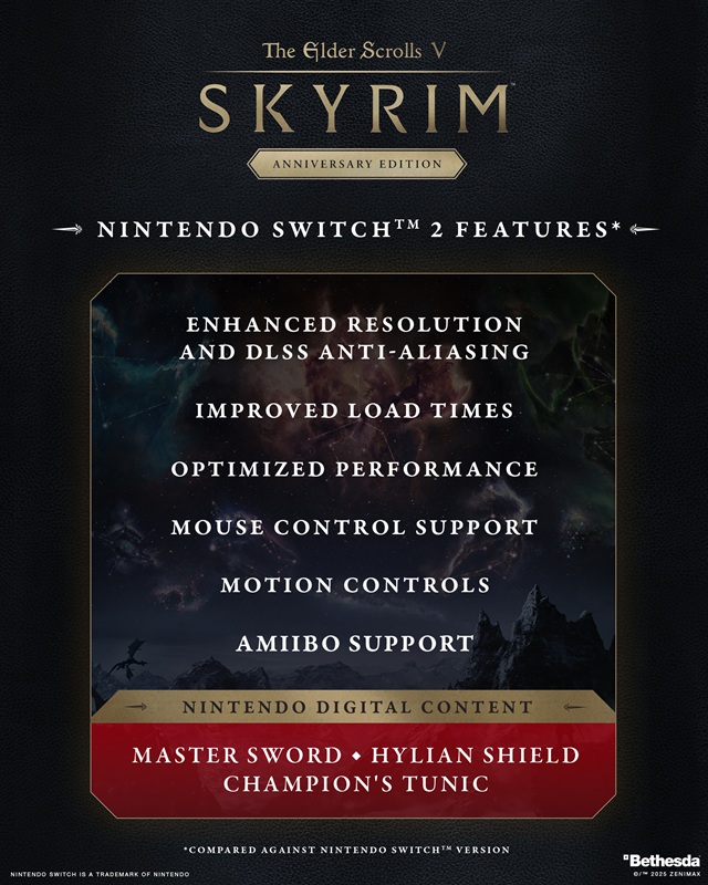 Screenshot del gioco Skyrim su Nintendo Switch 2