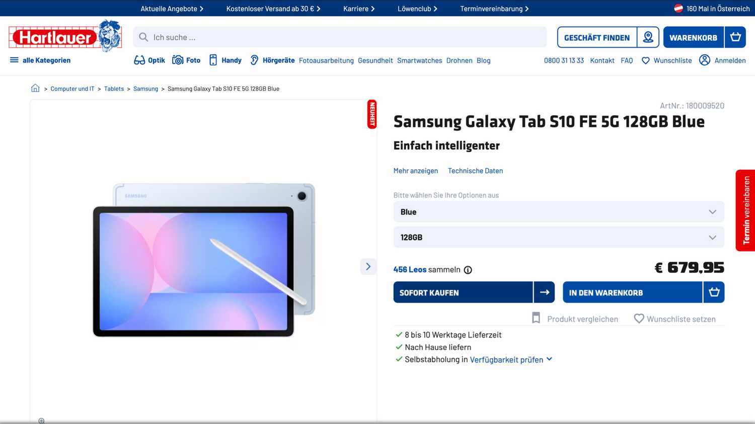 Galaxy Tab S10 FE e S10 FE+ in vendita Il negozio austriaco inizia a vendere Galaxy Tab S10 FE