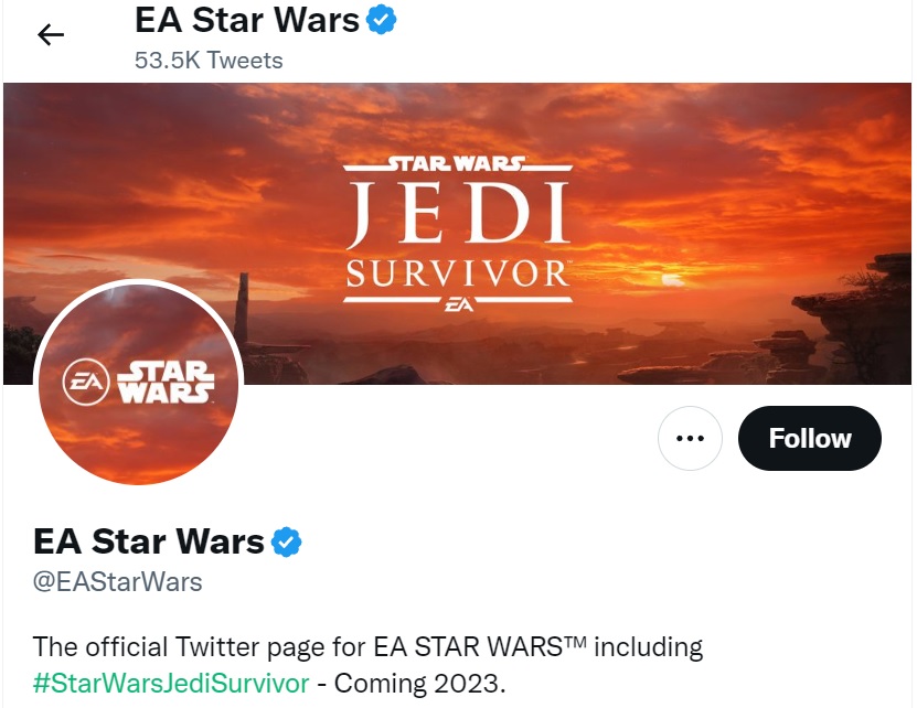 Electronic Arts si prepara alla presentazione di Star Wars Jedi: Survivor? L'azienda ha aggiornato il design dell'account Twitter ufficiale di EA Star Wars.-2 Electronic Arts si prepara alla presentazione di Star Wars Jedi: Survivor? L'azienda ha aggiornato il design dell'account Twitter ufficiale di EA Star Wars.-2