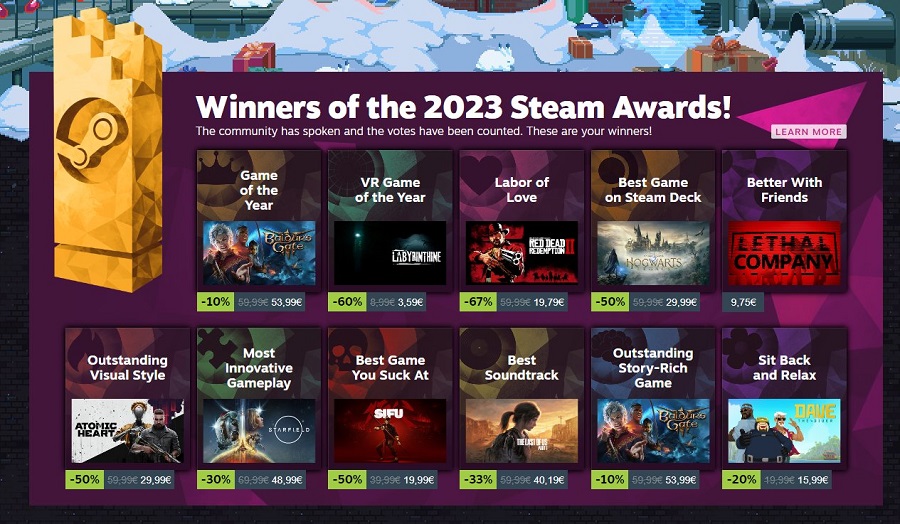 Sono stati annunciati i vincitori dei Premi Steam 2023: Baldur's Gate III è stato votato dai giocatori come Miglior Gioco dell'Anno-2 Sono stati annunciati i vincitori dei Premi Steam 2023: Baldur's Gate III è stato votato dai giocatori come Miglior Gioco dell'Anno-2