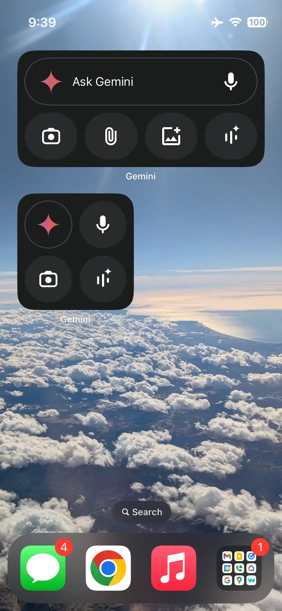 Widget Gemini per la schermata principale dell'iPhone 1 Widget Gemini per la schermata principale dell'iPhone 1