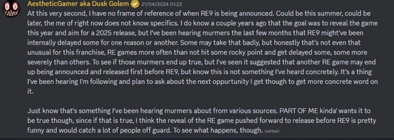 Insider: L'uscita di Resident Evil 9 potrebbe essere più tardiva di quanto previsto da Capcom, ma i fan della serie non rimarranno senza nuovi giochi-2 Insider: L'uscita di Resident Evil 9 potrebbe essere più tardiva di quanto previsto da Capcom, ma i fan della serie non rimarranno senza nuovi giochi-2