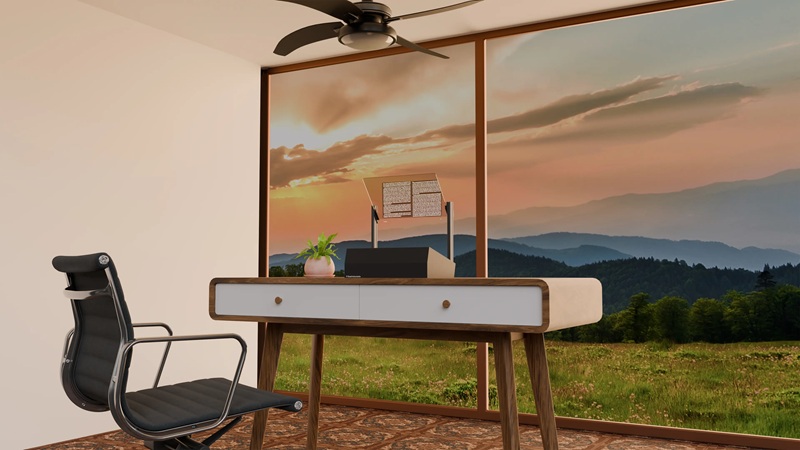 Display Phantom trasparente sullo sfondo di un tramonto