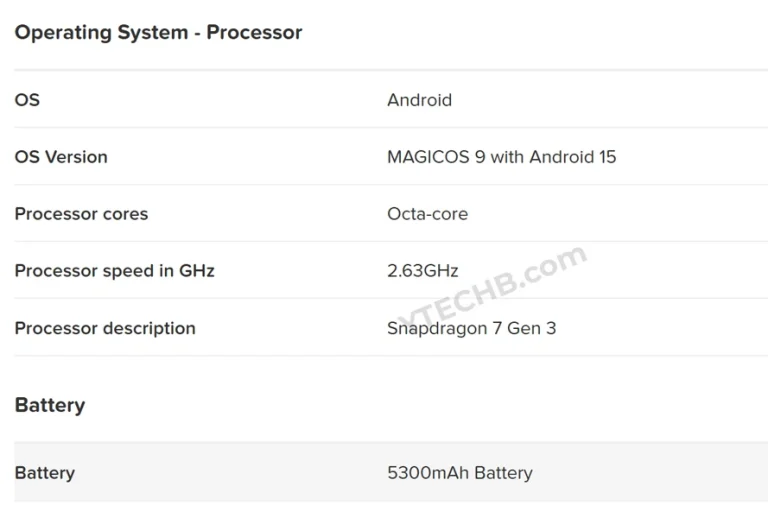 Specifiche Honor 400