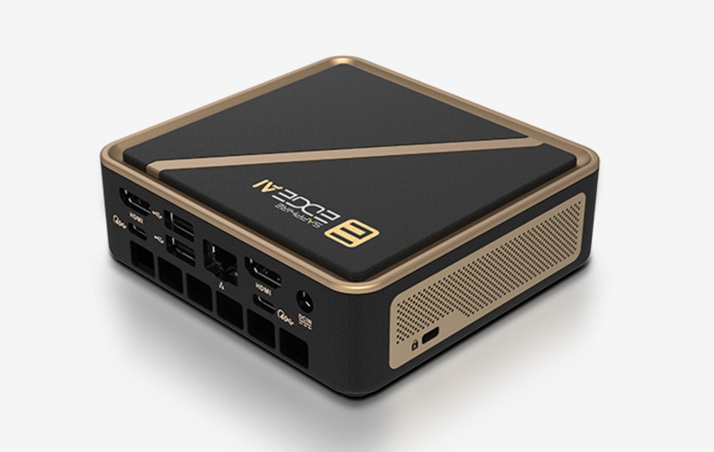 Vista del mini-PC Sapphire Edge AI da diverse angolazioni