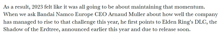 Il CEO di Bandai Namco Europe: "Il componente aggiuntivo Shadow of the Erdtree per Elden Ring sarà rilasciato presto".-2 Il CEO di Bandai Namco Europe: "Il componente aggiuntivo Shadow of the Erdtree per Elden Ring sarà rilasciato presto".-2