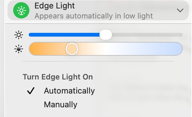 Foto che dimostra la funzione Edge Light su macOS