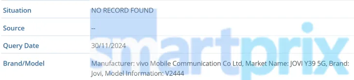 Smartphone Jovi Y39 5G, modello V2444 Smartphone Jovi Y39 5G, modello V2444