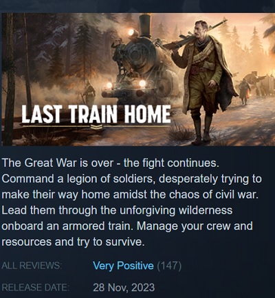 La critica e i giocatori hanno accolto calorosamente la strategia Last Train Home: il gioco ha ottenuto ottime recensioni e punteggi elevati.-6 La critica e i giocatori hanno accolto calorosamente la strategia Last Train Home: il gioco ha ottenuto ottime recensioni e punteggi elevati.-6