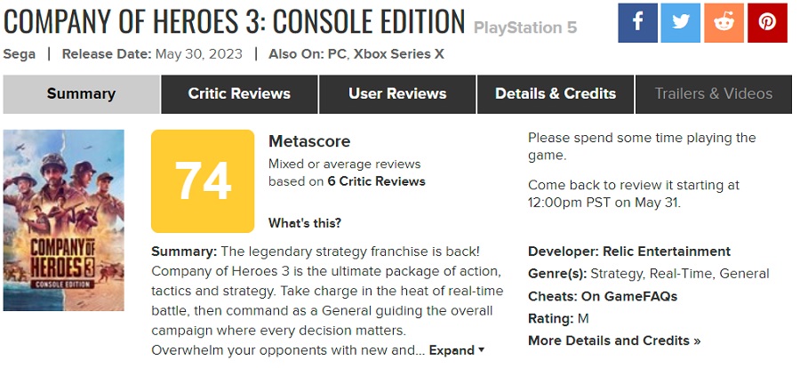 I critici non sono soddisfatti della versione console di Company of Heroes 3 e si lamentano dei controlli scomodi sul gamepad-2