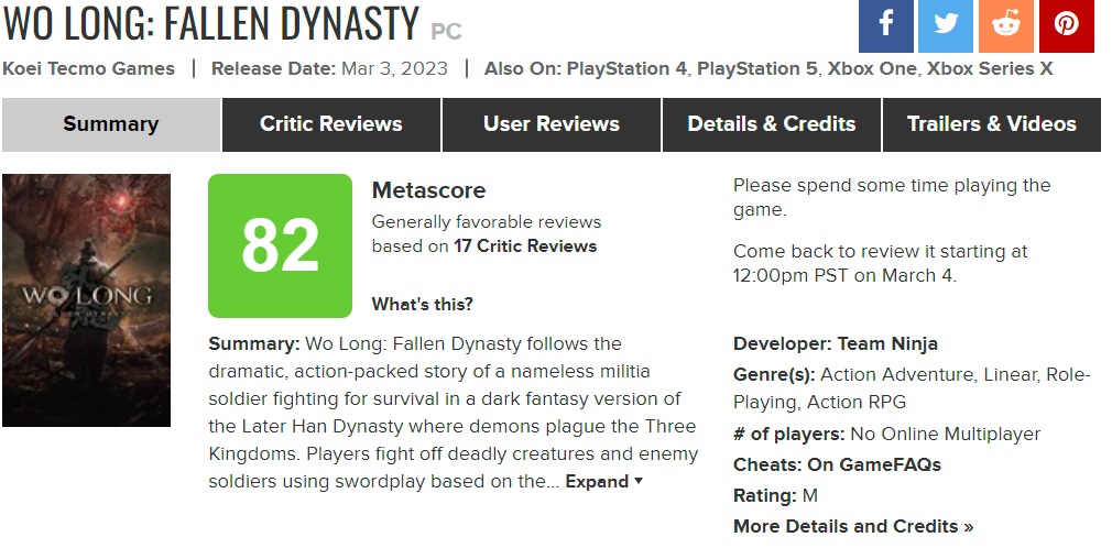 I fan dei souls saranno contenti: la critica ha lodato l'action-RPG Wo Long: Fallen Dynasty dello studio giapponese Team Ninja-2 I fan dei souls saranno contenti: la critica ha lodato l'action-RPG Wo Long: Fallen Dynasty dello studio giapponese Team Ninja-2