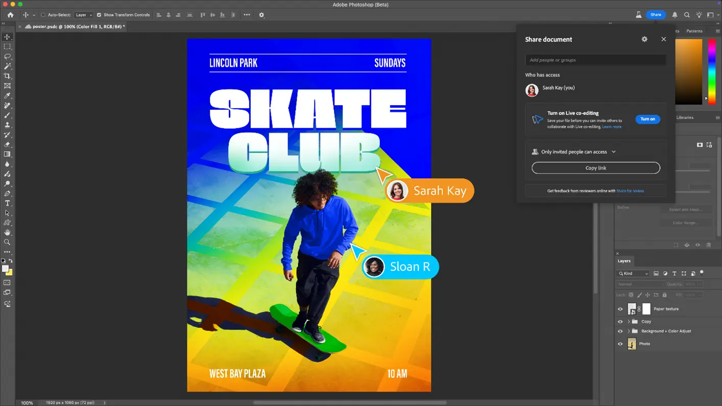 Modifica collaborativa di file in Photoshop
