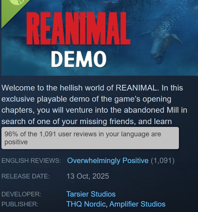 Immagine grafica dal gioco Reanimal