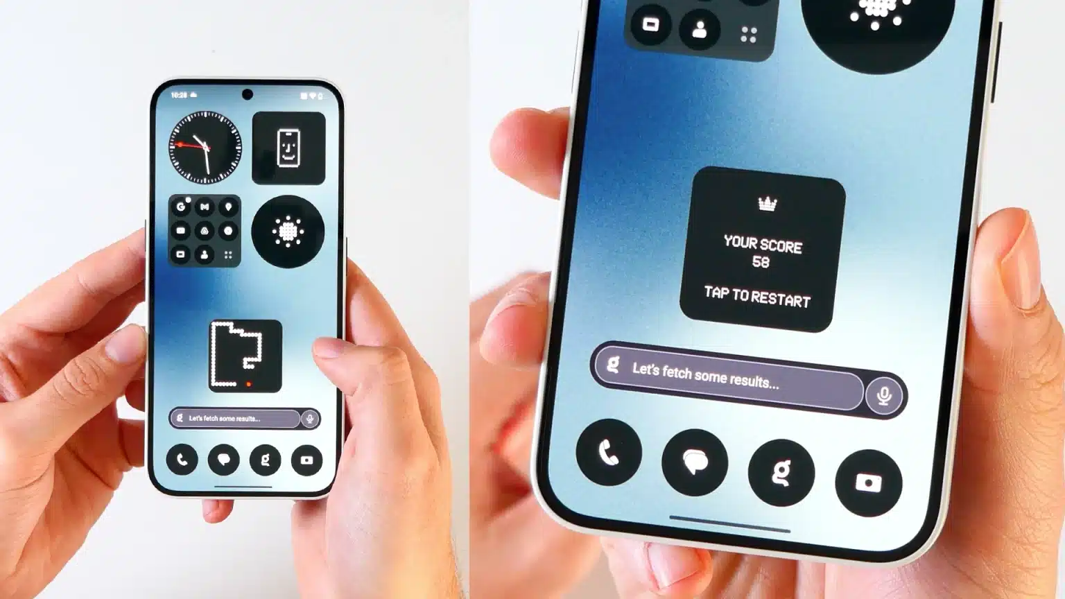 Gioco in Snake Il gioco nel nuovo widget Snake dell'applicazione Nothing Community Widgets