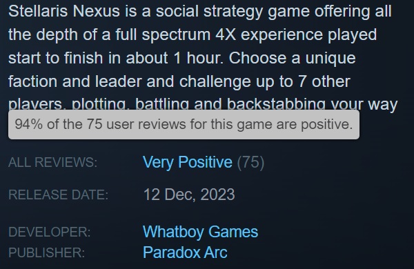 Il gioco di strategia a turni Stellaris Nexus è stato rilasciato in anticipo: il gioco sta ricevendo ottime recensioni, ma non è ancora molto popolare.-3 Il gioco di strategia a turni Stellaris Nexus è stato rilasciato in anticipo: il gioco sta ricevendo ottime recensioni, ma non è ancora molto popolare.-3