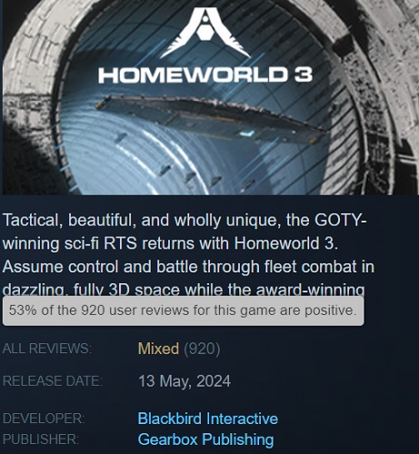 E' questo il gioco che avete aspettato per 20 anni? I giocatori hanno criticato il gioco di strategia spaziale Homeworld 3 per la sua trama noiosa e il gameplay troppo semplice-2 E' questo il gioco che avete aspettato per 20 anni? I giocatori hanno criticato il gioco di strategia spaziale Homeworld 3 per la sua trama noiosa e il gameplay troppo semplice-2