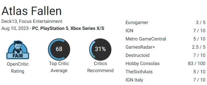 Prime recensioni di Atlas Fallen: critica e giocatori non sono soddisfatti del gioco d'azione dello studio Deck 13-3