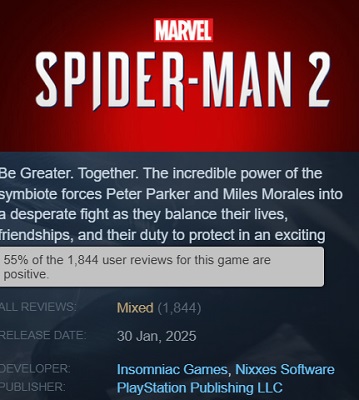 Recensioni di Marvel's Spider-Man 2 su Steam