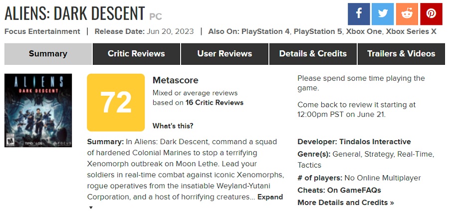 Un grande gioco con una cattiva ottimizzazione: I critici elogiano Aliens: Dark Descent per il suo grande gameplay, ma rimangono insoddisfatti del suo stato tecnico-2 Un grande gioco con una cattiva ottimizzazione: I critici elogiano Aliens: Dark Descent per il suo grande gameplay, ma rimangono insoddisfatti del suo stato tecnico-2
