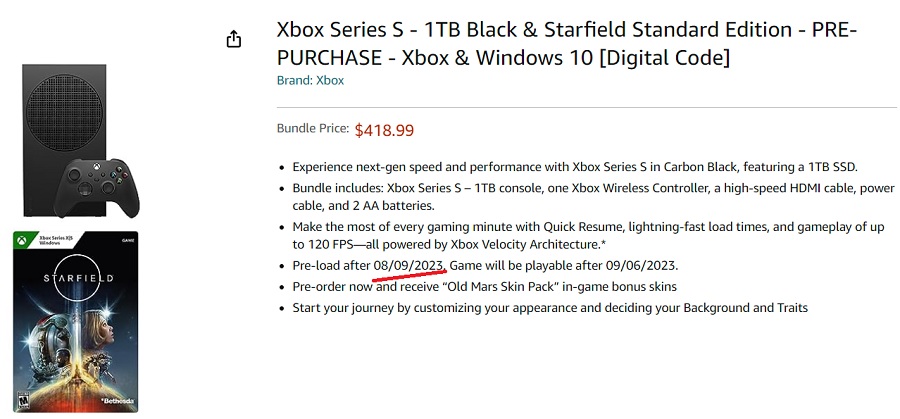 Il preload di Starfield potrebbe iniziare già il 9 agosto: Amazon rivela i piani di Bethesda-2