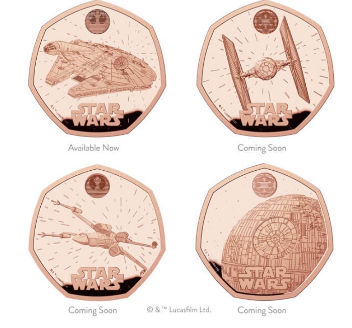 La Zecca del Regno Unito ha pubblicato una collezione numismatica con tre iconiche astronavi e la Morte Nera di Star Wars.-3 La Zecca del Regno Unito ha pubblicato una collezione numismatica con tre iconiche astronavi e la Morte Nera di Star Wars.-3
