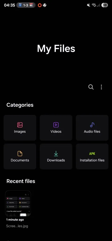 Interfaccia del gestore file di One UI 7