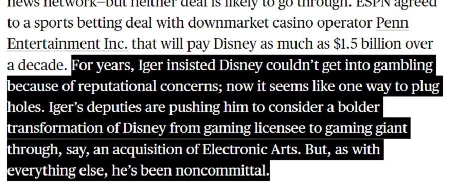Bloomberg: I dirigenti della Disney stanno prendendo in seria considerazione l'acquisto del gigante dei videogiochi Electronic Arts-2 Bloomberg: I dirigenti della Disney stanno prendendo in seria considerazione l'acquisto del gigante dei videogiochi Electronic Arts-2