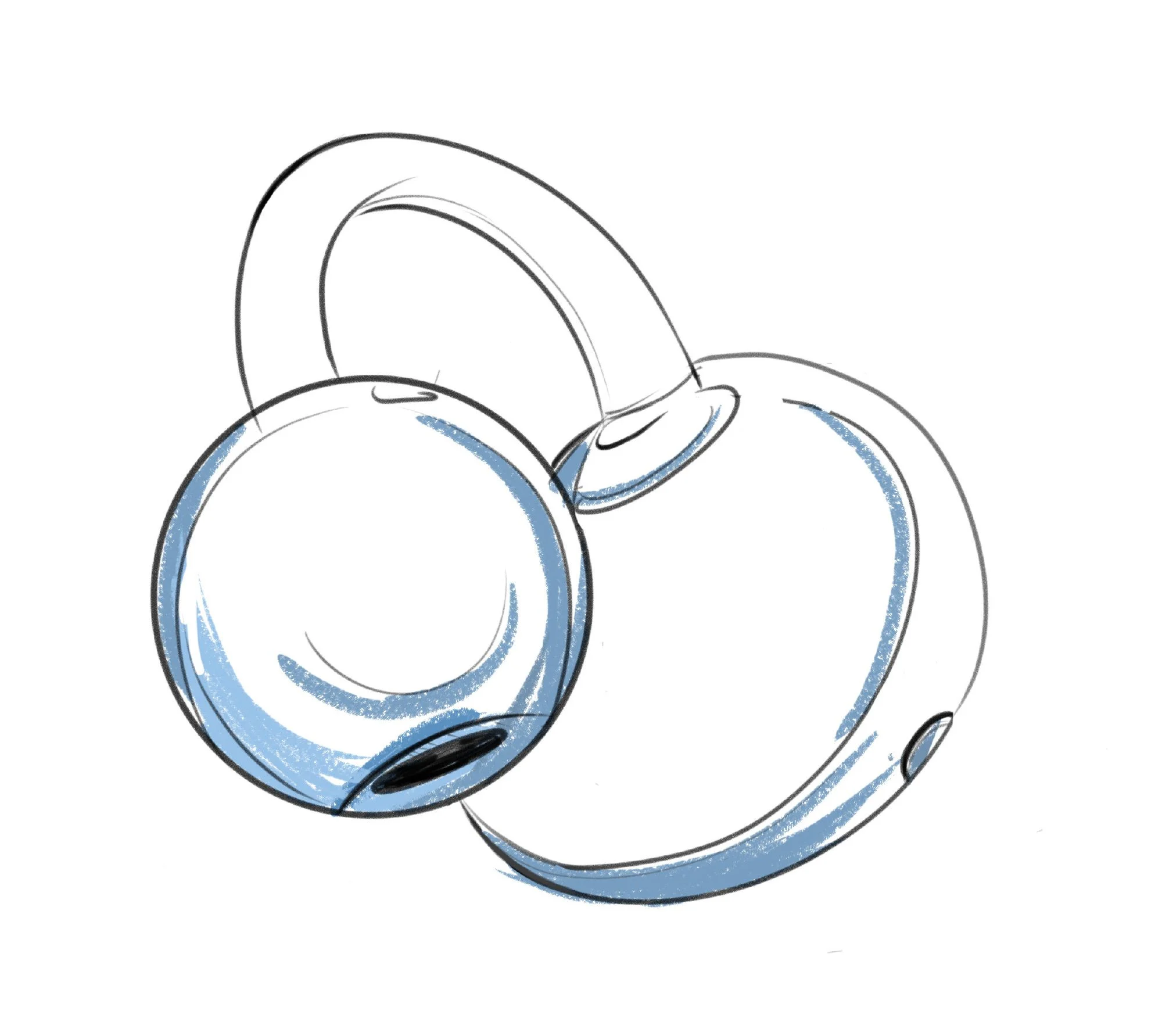 Bozzetto delle cuffie Oppo Enco Clip Bozzetto delle cuffie Oppo Enco Clip
