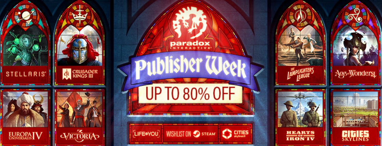 Crusader Kings, Europa Universalis, Stellaris e altri giochi Paradox Interactive disponibili con sconti fino all'80%. Crusader Kings, Europa Universalis, Stellaris e altri giochi Paradox Interactive disponibili con sconti fino all'80%.