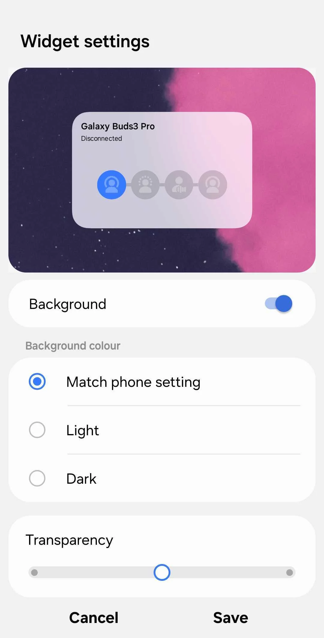 Widget Galaxy Buds 3 Pro in One UI 7