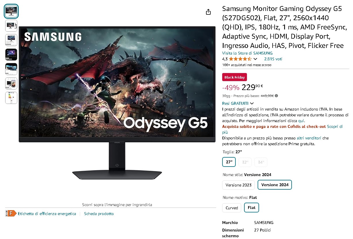 Monitor Samsung Odyssey G5 Monitor Samsung Odyssey G5